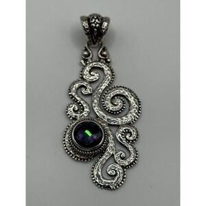 Sarda Sterling Silver Mystic Quartz Swirl Design Pendant